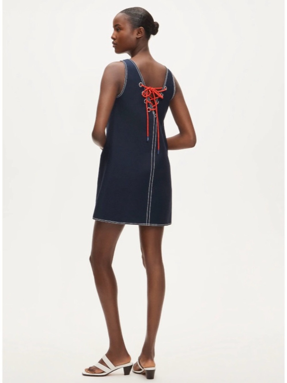 NWT J. Crew Tall Billie Dress Double Cotton Poplin Navy Blue - Picture 6 of 6